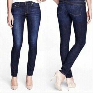 AG Adriano Goldschmied The Stilt Cigarette Leg Skinny Jeans Faded Leg Dark Wash